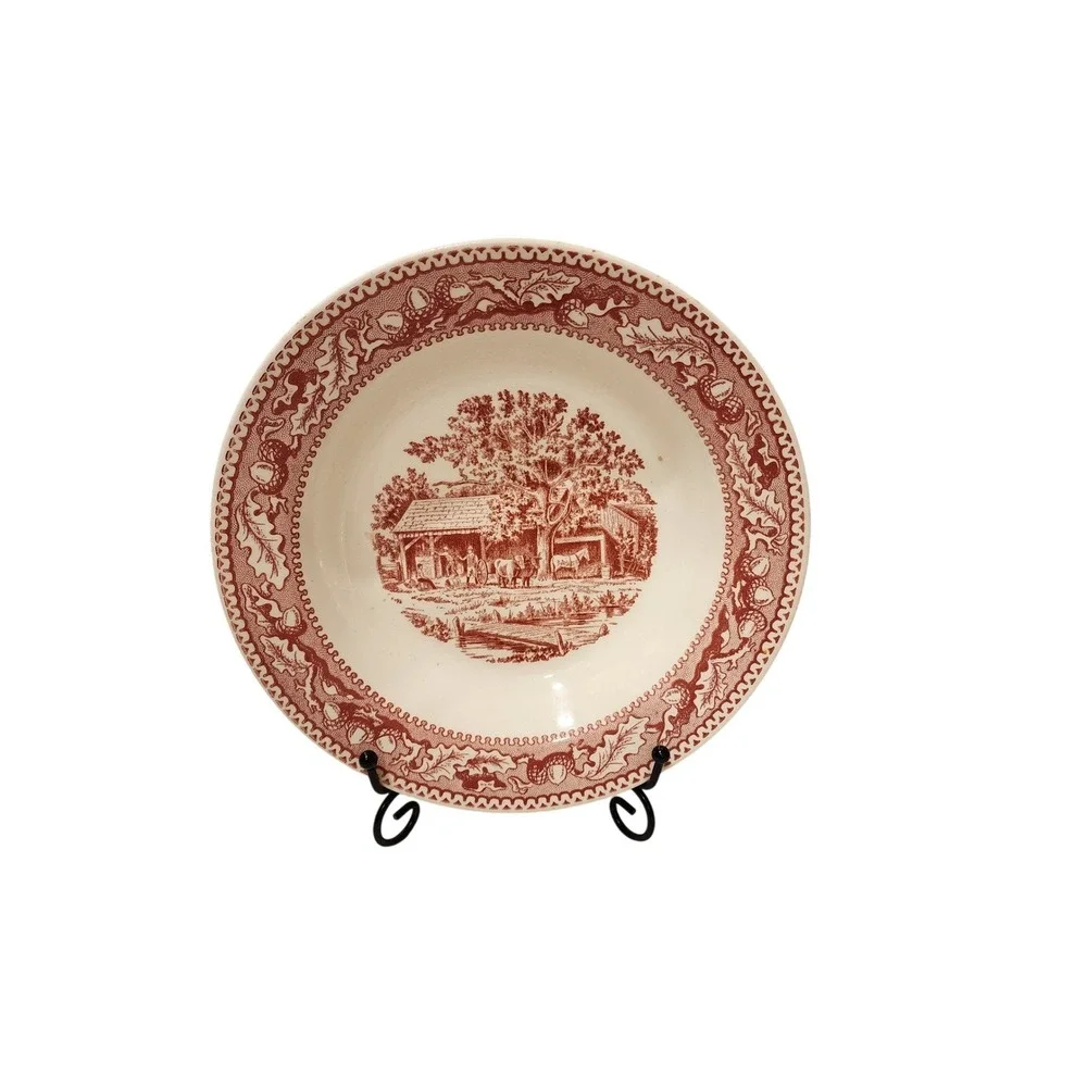 Vintage Royal Memory Lane Tonquin Red Scenic Bowl Set, Countryside, 5 Pcs - Picture 8 of 11